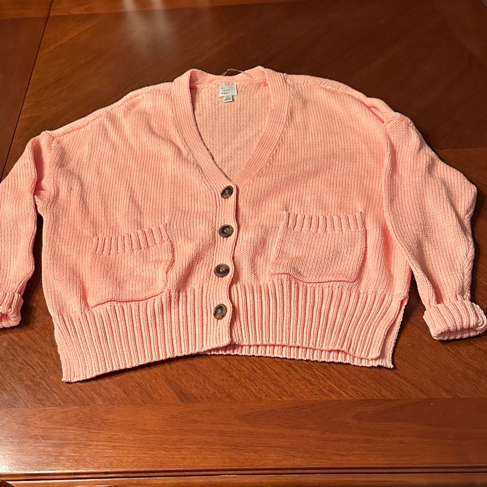 A New Day Pink Button-Up Women's Button V-neck Sweater